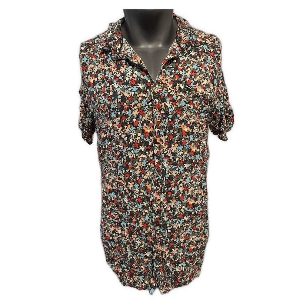 Rip Curl Men’s Multicolor Floral Short Sleeve Button Down Shirt Viscose Xl